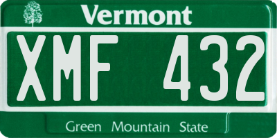 VT license plate XMF432