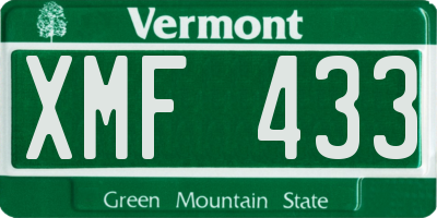 VT license plate XMF433