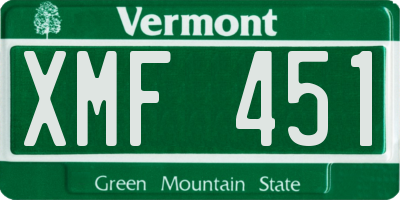 VT license plate XMF451
