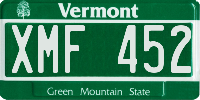 VT license plate XMF452