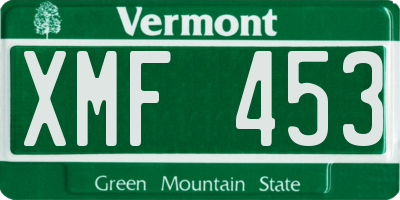 VT license plate XMF453
