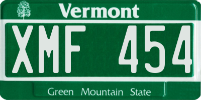 VT license plate XMF454
