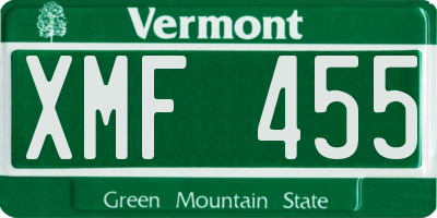 VT license plate XMF455
