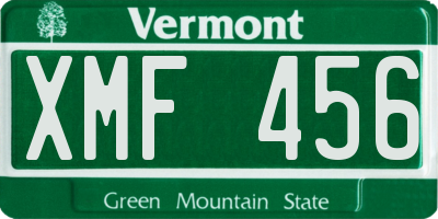 VT license plate XMF456