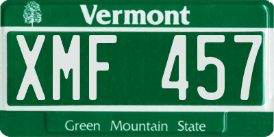 VT license plate XMF457