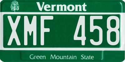 VT license plate XMF458