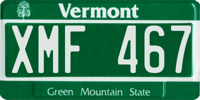 VT license plate XMF467