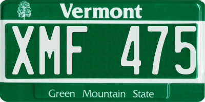 VT license plate XMF475