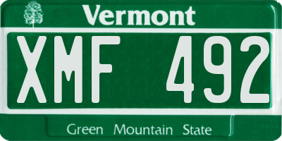 VT license plate XMF492