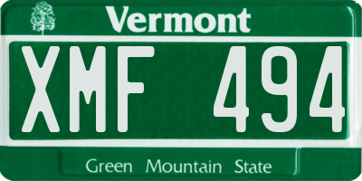 VT license plate XMF494