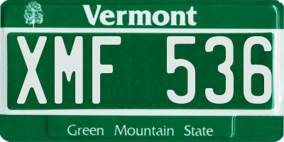 VT license plate XMF536