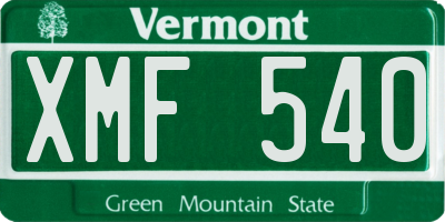 VT license plate XMF540