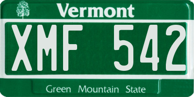 VT license plate XMF542