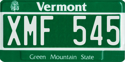 VT license plate XMF545