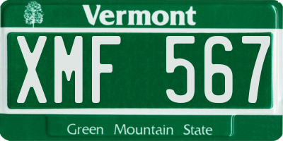 VT license plate XMF567