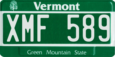 VT license plate XMF589