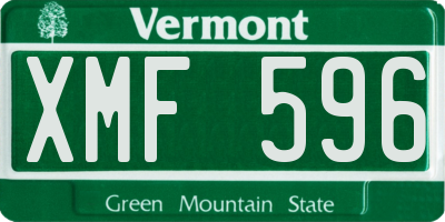 VT license plate XMF596