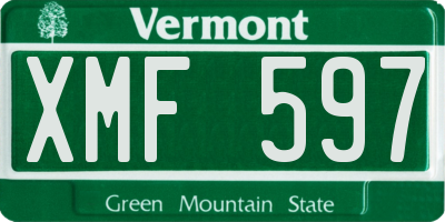 VT license plate XMF597