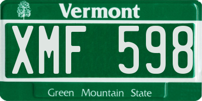VT license plate XMF598