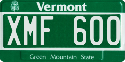 VT license plate XMF600