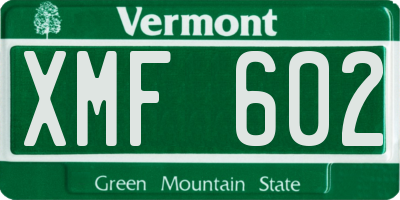 VT license plate XMF602