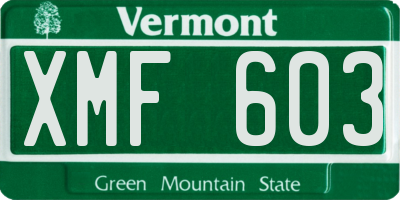 VT license plate XMF603
