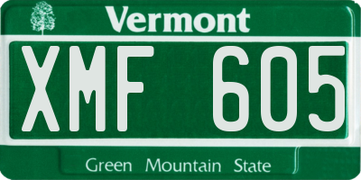 VT license plate XMF605