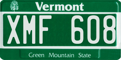 VT license plate XMF608