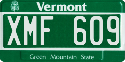 VT license plate XMF609