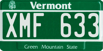 VT license plate XMF633
