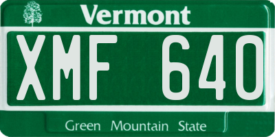 VT license plate XMF640