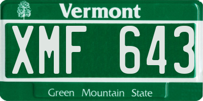 VT license plate XMF643
