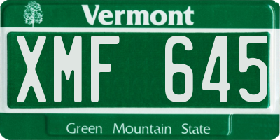 VT license plate XMF645
