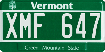 VT license plate XMF647