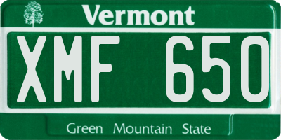 VT license plate XMF650