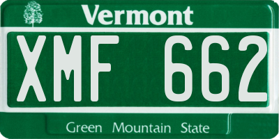 VT license plate XMF662