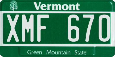 VT license plate XMF670