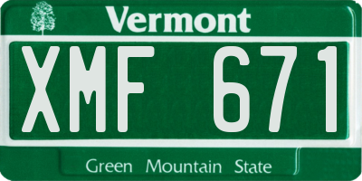 VT license plate XMF671