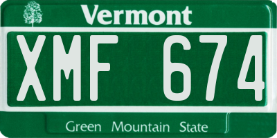 VT license plate XMF674
