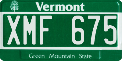 VT license plate XMF675