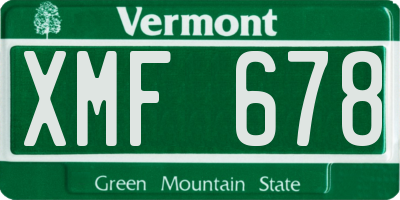VT license plate XMF678