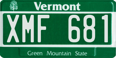 VT license plate XMF681