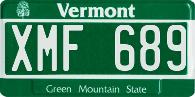VT license plate XMF689