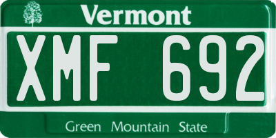 VT license plate XMF692
