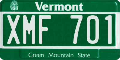VT license plate XMF701