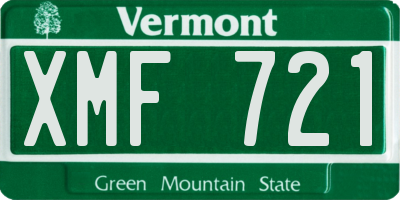 VT license plate XMF721
