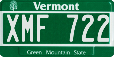 VT license plate XMF722