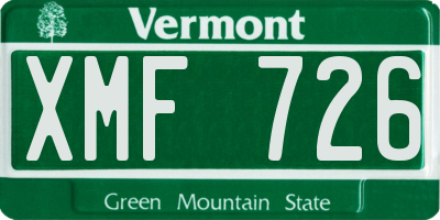 VT license plate XMF726