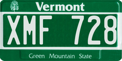 VT license plate XMF728