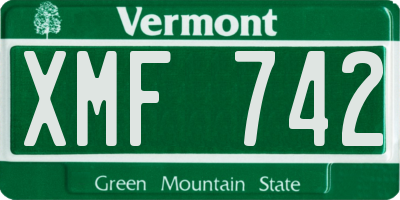 VT license plate XMF742